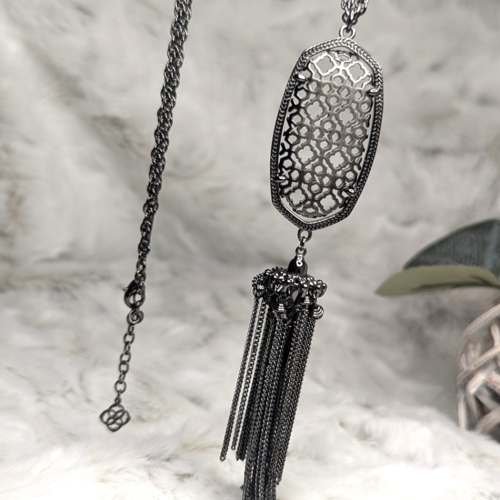 Kendra Scott Rayne Necklace with Tassel in Black